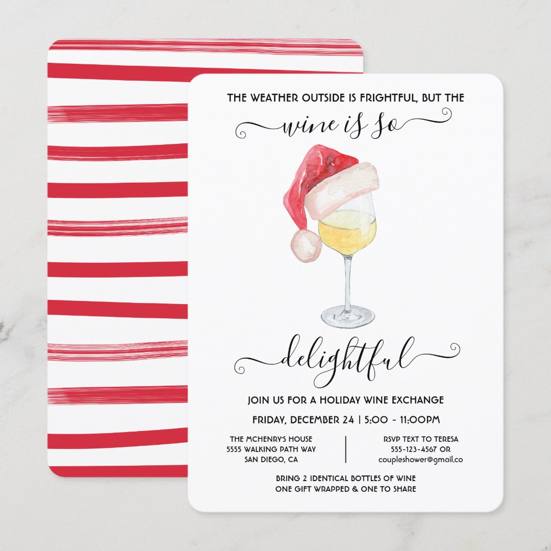Funny Wine Exchange Holiday Christmas Party Invitation Zazzle