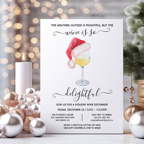 Funny Wine Exchange Holiday Christmas Party Invitation