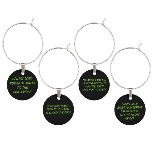 Funny Wine Glass Charms (Staggered)