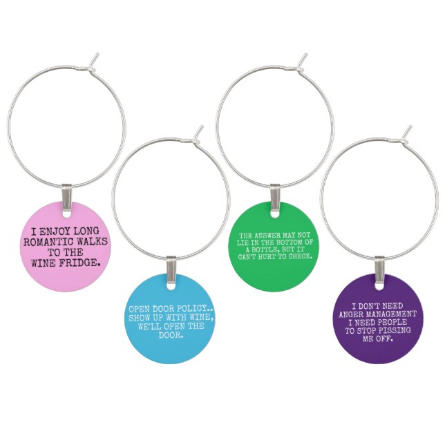 Funny Wine Glass Charms (Staggered)
