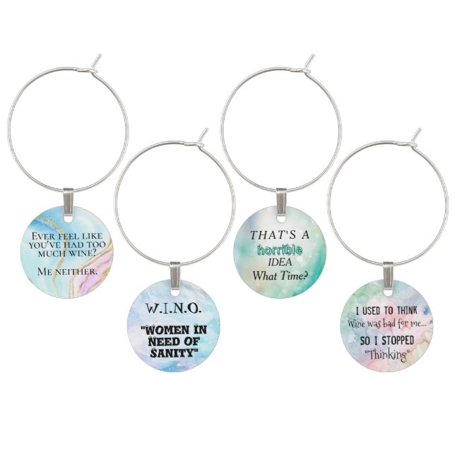 Funny Wine Glass Charms (Staggered)