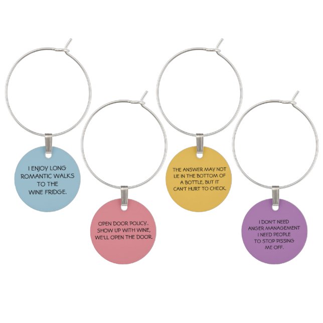 Funny Wine Glass Charms (Staggered)