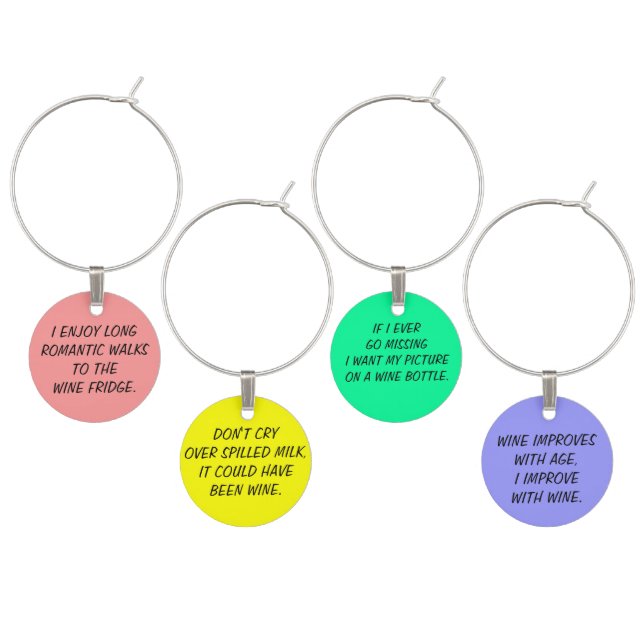 Funny Wine Glass Charms (Staggered)