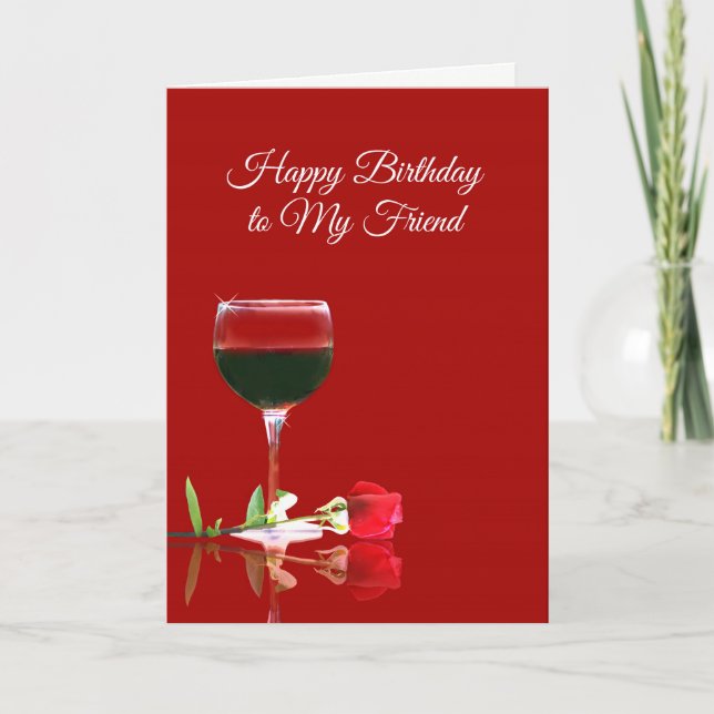 Funny Wine Happy Birthday Card for Friend (Front)