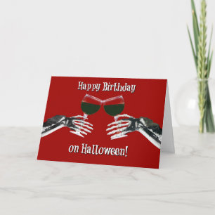 Funny Wine Happy Birthday on Halloween Card