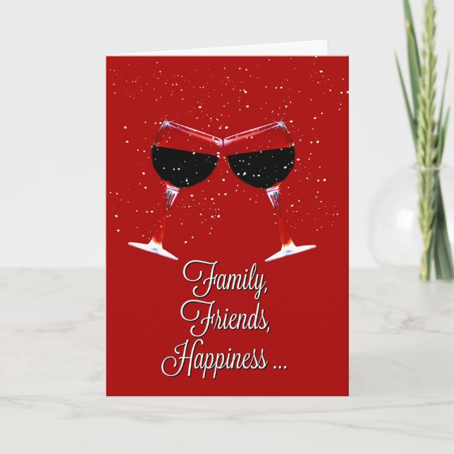 Funny Wine Happy Holiday Card (Front)
