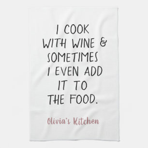 Funny Wine Humor Saying Name Black & Red Kitchen Towel