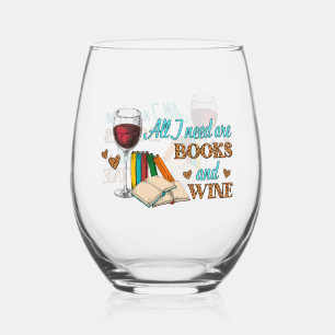 Funny Wine Lover/Books Stemless Wine Glass