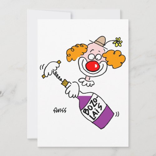 Funny Wine Lover Cartoon Tasting Party Invitation