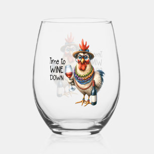 Funny Wine Lover/Chicken Stemless Wine Glass