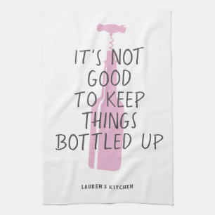 Funny Wine Lover Custom Name Stylish Gift Kitchen Towel