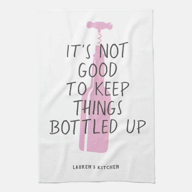 Funny Wine Lover Custom Name Stylish Gift Kitchen Towel (Vertical)