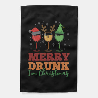 Funny Wine Lover Merry Drunk I m Christmas Gift Garden Flag