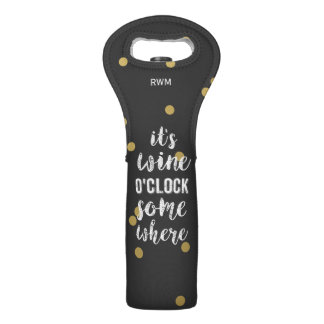 Funny Wine Lovers Black and Gold Personalized Wine Bag