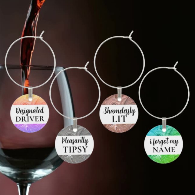 Funny Wine Marbleized Charms for Stem Glasses (Creator Uploaded)