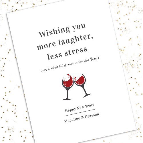 Funny Wine New Years Holiday Card