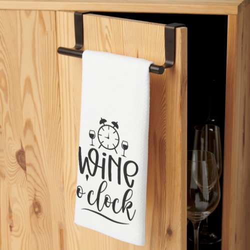 Funny Wine OClock Kitchen Towel