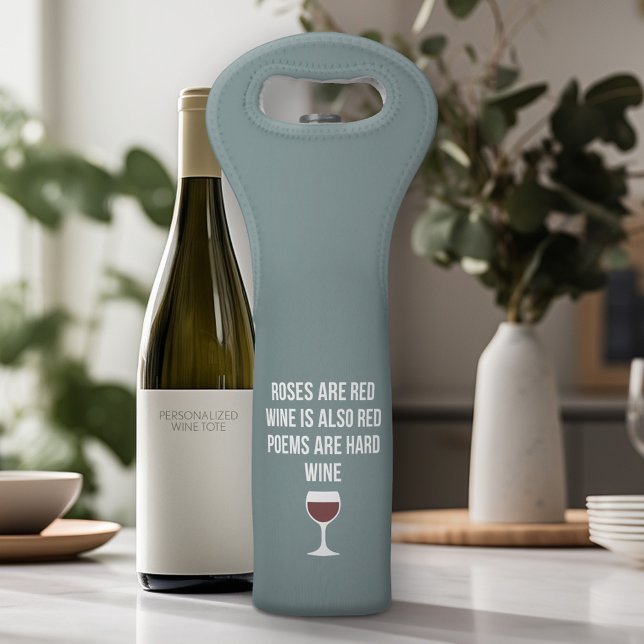 Funny Wine Poem - Wine is Red Poetry is Hard Bag (Funny Wine Tote)