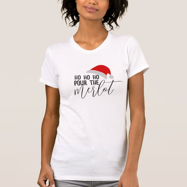 Funny Wine Pour Merlot Pun Humor Christmas T-Shirt (Front)
