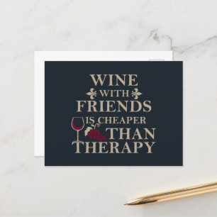 funny wine quote for friends holiday postcard