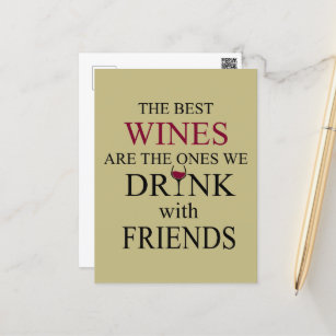 funny wine quote for friends postcard