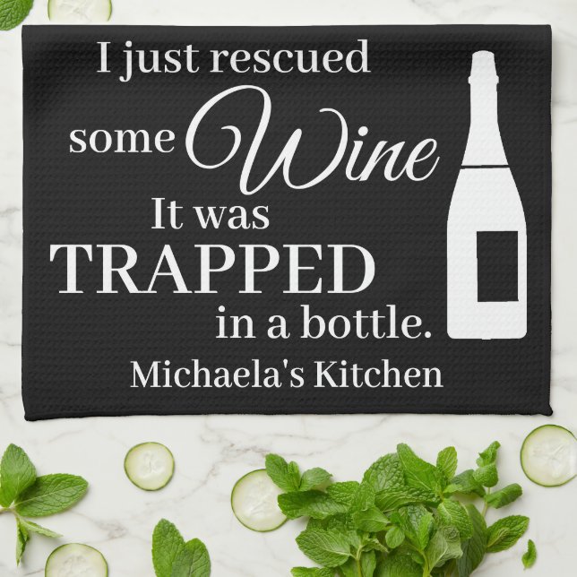 Funny Wine Quote Humor Cute Kitchen Towel (Folded)