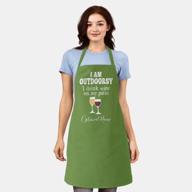 Funny Wine Quote - I drink wine on my patio Adult  Apron (Worn)