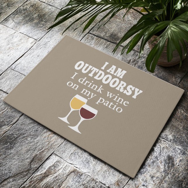 Funny Wine Quote - I drink wine on my patio Doormat (Custom Welcome Doormat)