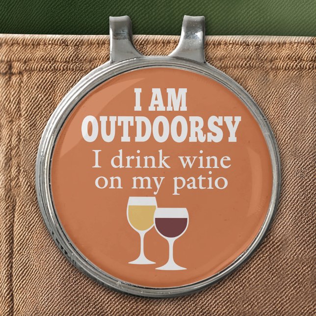 Funny Wine Quote - I drink wine on my patio Golf Hat Clip (Custom Golf Hat Clip)