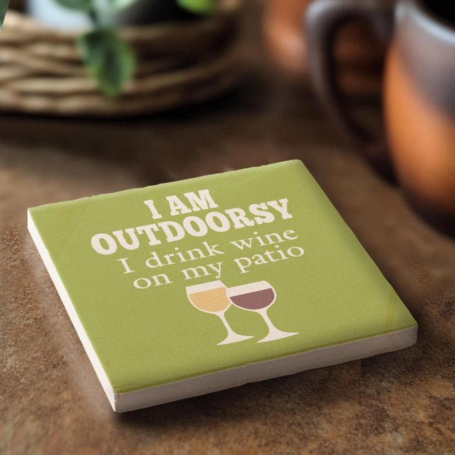 Funny Wine Quote - I drink wine on my patio Stone Coaster (Custom Stone Coaster)