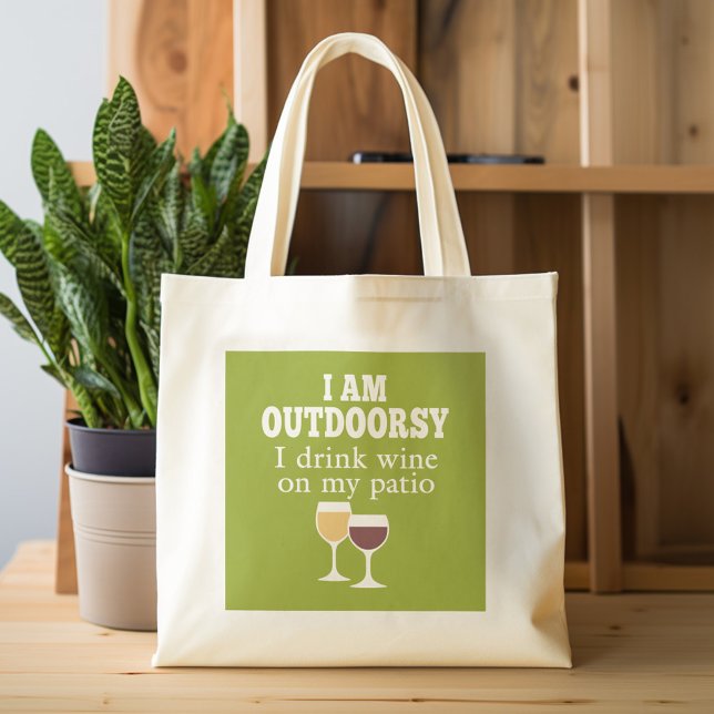 Funny Wine Quote - I drink wine on my patio Tote Bag (Personalized tote bag with a funny wine saying)