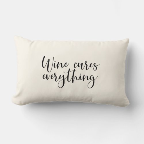 Funny Wine Quote Light Ecru Beige Lumbar Pillow