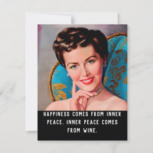 Funny Wine Quote Retro Homemaker Flat Greeting Card