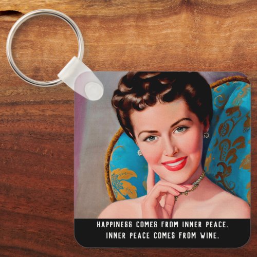 Funny Wine Quote Retro Homemaker   Keychain