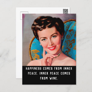 Funny Wine Quote Retro Homemaker Postcard