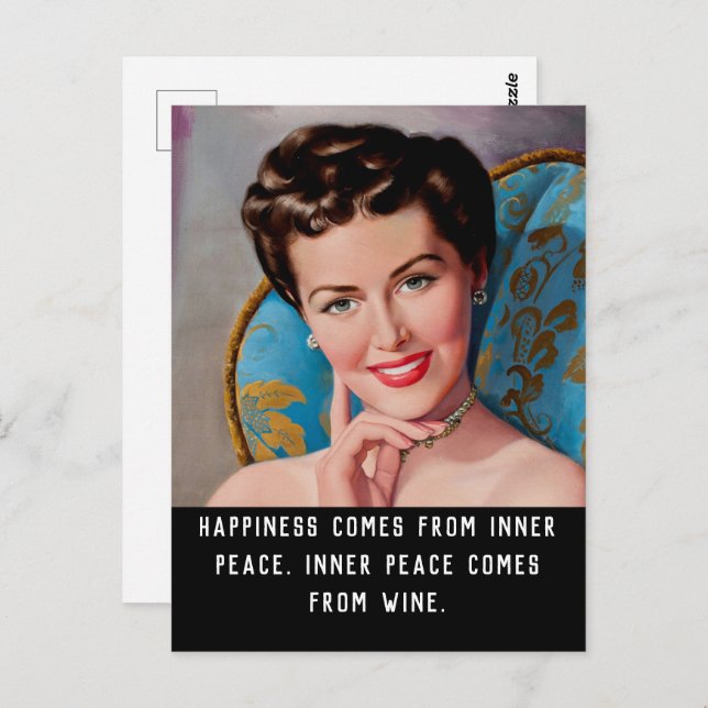 Funny Wine Quote Retro Homemaker Postcard (Front/Back)