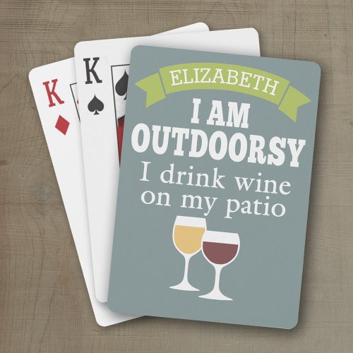 Funny Wine Quote with Custom Name Poker Cards