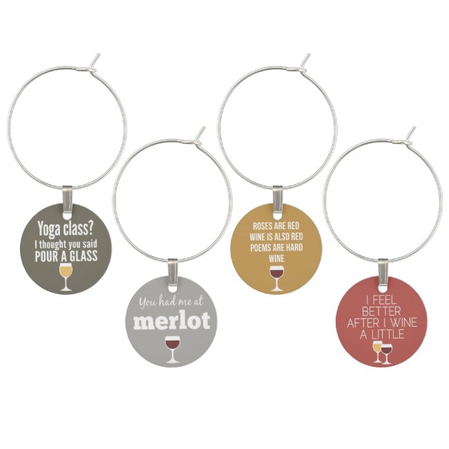 Funny Wine Quotes - Drinking Humor Set 2 Wine Charm