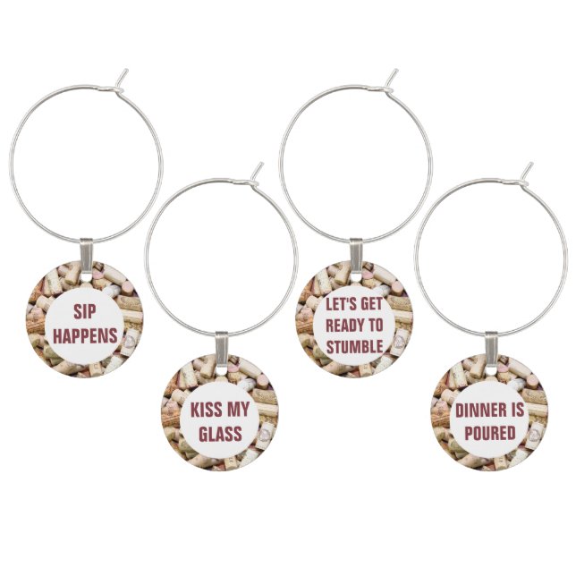 Funny Wine Quotes Wine Charms (Staggered)