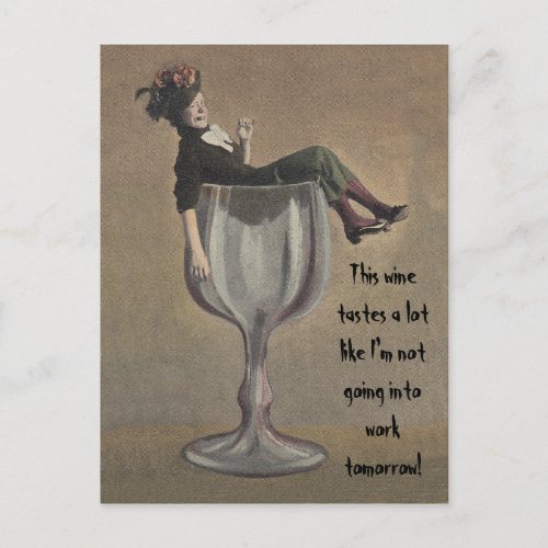 Funny wine saying hooky fun party girl Postcards