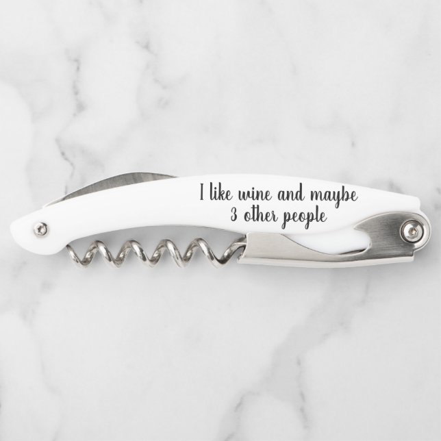 Funny Wine Saying I Like Wine Gift Waiter's Corkscrew (Back)