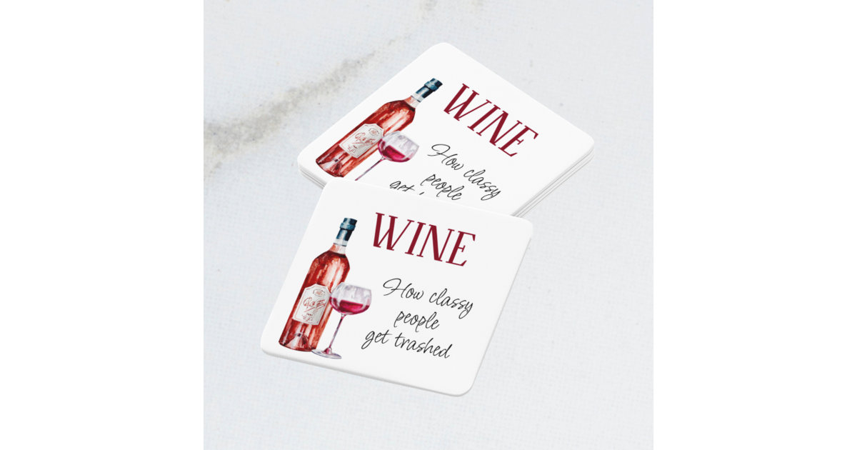 Set of 6 Cork Drink Coasters with Sayings about Wine