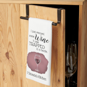 Funny Wine Saying Quote Rescued From Bottle Kitchen Towel