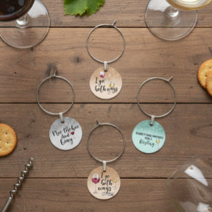 Funny Wine Sayings Quotes Typography Ombre Glitter Wine Charm