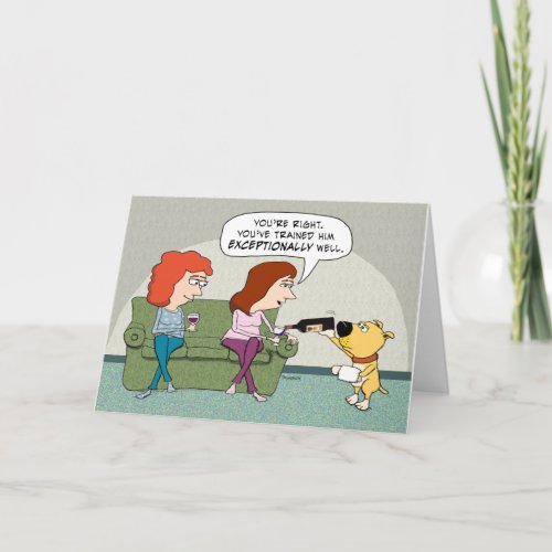 Funny Wine_Serving Dog Birthday Card