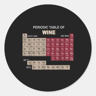 Funny Wine Shirts Periodic Table Of Elements Tee G Classic Round Sticker
