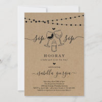 Funny Wine Sip Sip Hooray Baby Shower