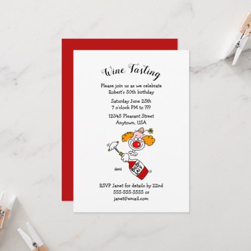 Funny Wine Tasting Birthday Party Invitations