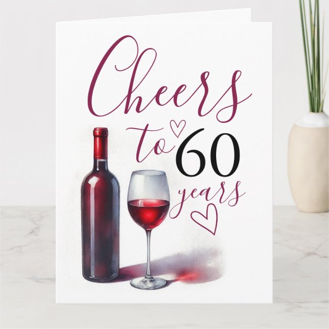 Funny Wine Theme 60th Birthday Cards (Front)