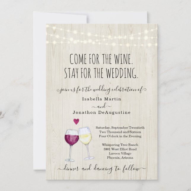 Funny Wine Theme Wedding Invitation (Front)